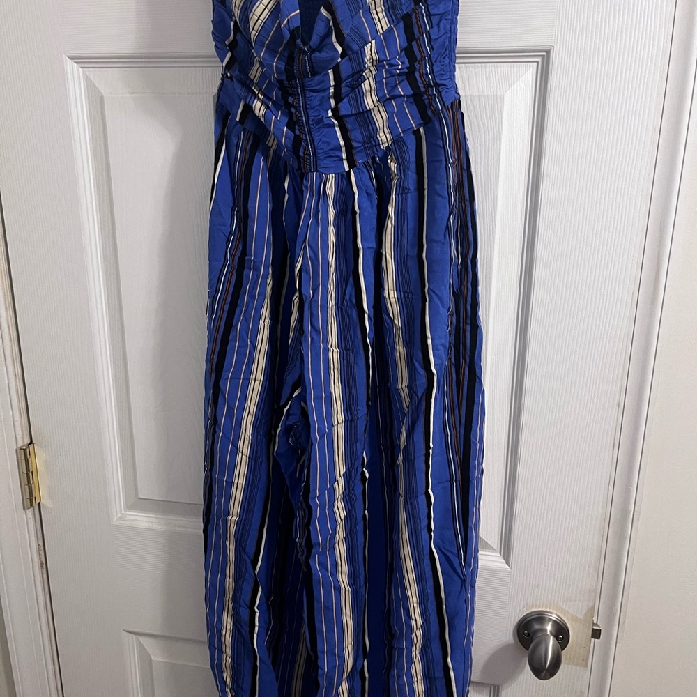 Band of Gypsies Royal Blue Striped Jumpsuit